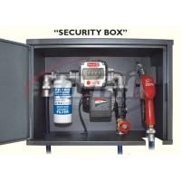 SECURITY BOX Elettropompa 220V Compl. di contalitri meccanico, filtro 30micron, tubi e pistola autom.